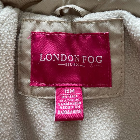 London Fog Gold Puffer Hooded Coat Jacket 18 Months - Picture 4 of 6